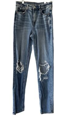 American Eagle Strigid Boyfriend Jeans Women’s 2 Long Distressed Medium Wash Y2K